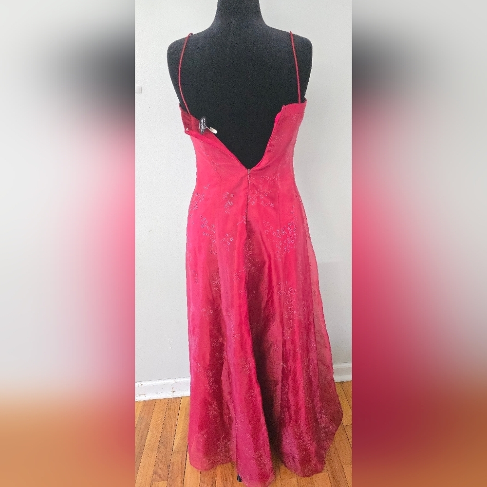 Zum Zum Prom Dress Maxi Gown 11/12 Red 90s Y2K Whimsigoth Vampy Dark Romantic - Picture 8 of 15